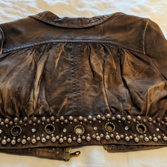 Leather cropped jacket - Picture 6 of 6